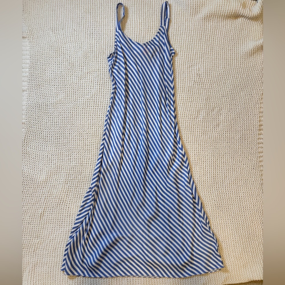 J. Crew Navy and White Striped Maxi Dress